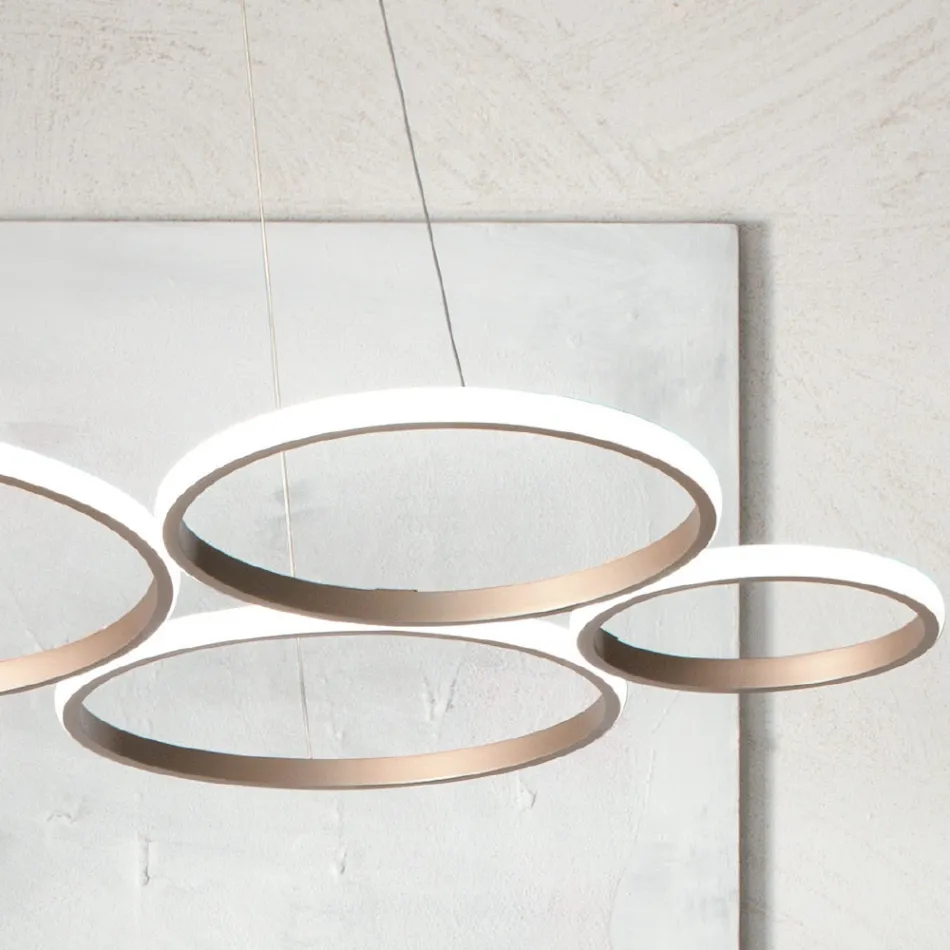 Lampada a Sospensione Design per Soggiorno in Metallo Argento o Oro - Olimpo Viadurini