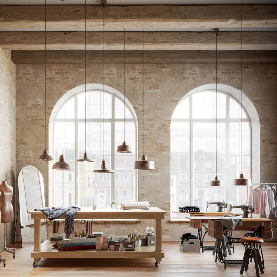 Lampada a sospensione di design in ferro anticato Jean Il Fanale Viadurini