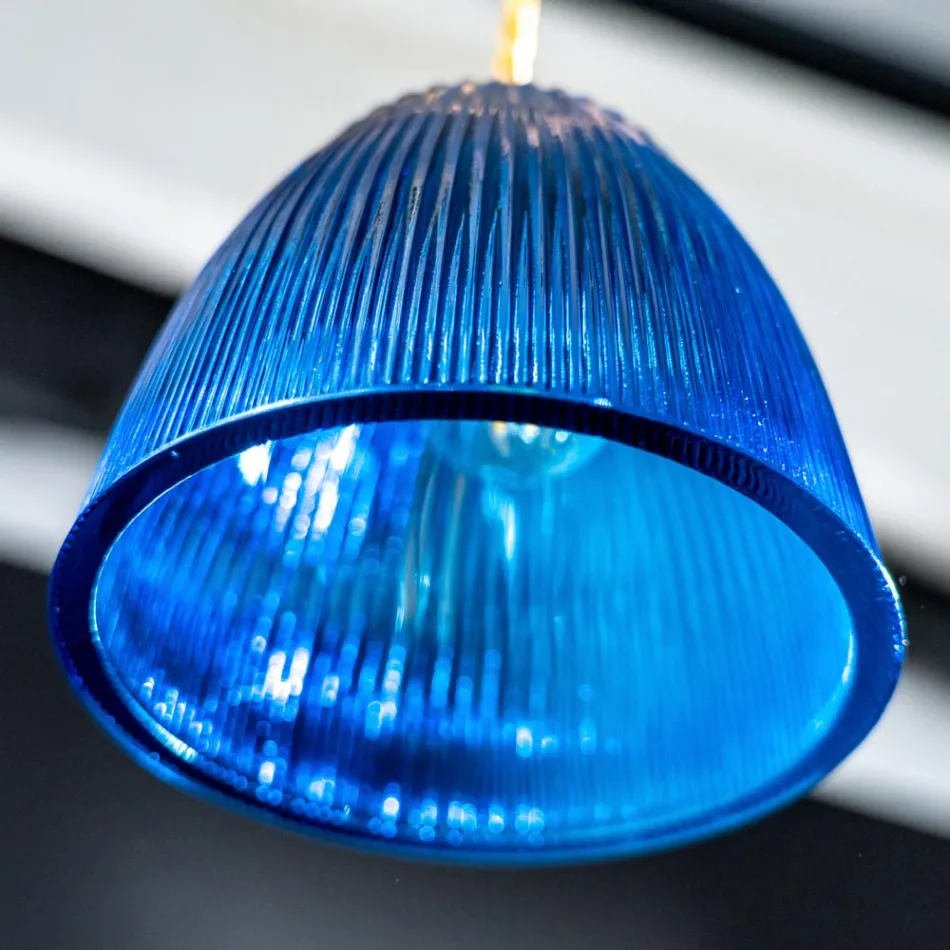 Lampada a Sospensione di Design in Vetro Veneziano Made in Italy - Zaffiro  Viadurini