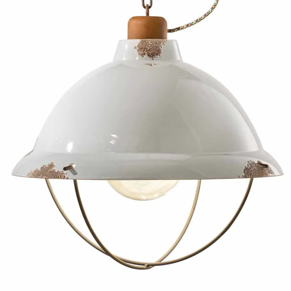 Lampada a sospensione di design industriale artigianale Clara Viadurini