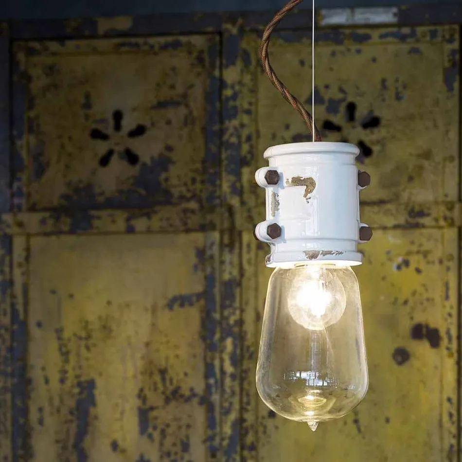 Lampada a sospensione di design urbano artigianale Edith Ferroluce Viadurini