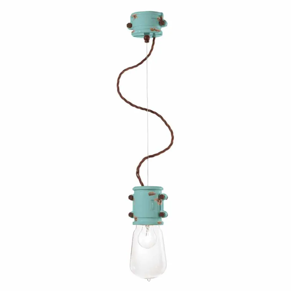 Lampada a sospensione di design urbano artigianale Edith Ferroluce Viadurini