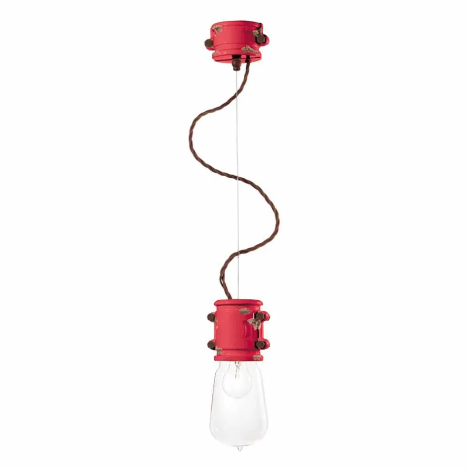 Lampada a sospensione di design urbano artigianale Edith Ferroluce Viadurini
