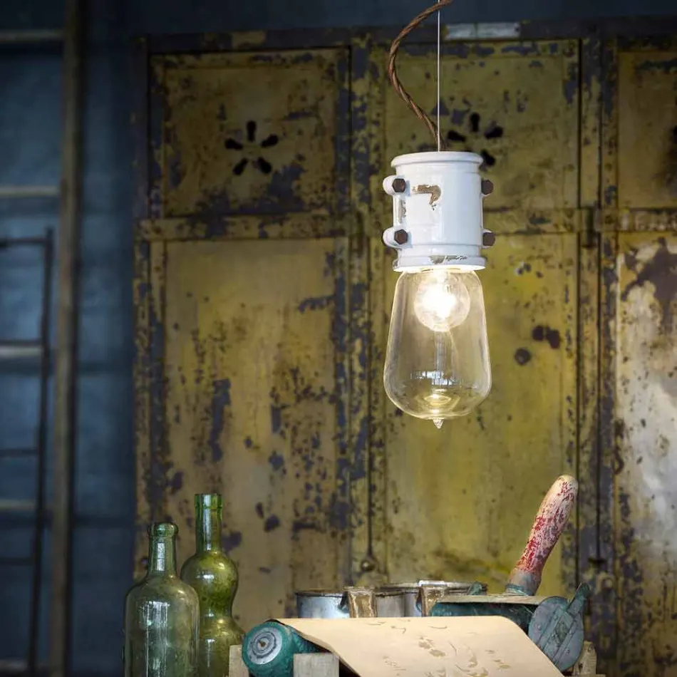 Lampada a sospensione di design urbano artigianale Edith Ferroluce Viadurini