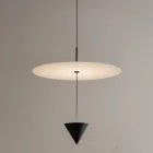 Lampada a Sospensione in Alluminio con Piatto Bianco e Cono Nero - Padel Viadurini