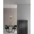Lampada a Sospensione in Alluminio con Piatto Bianco e Cono Nero - Padel Viadurini