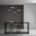 Lampada a Sospensione in Alluminio con Piatto Bianco e Cono Nero - Padel Viadurini
