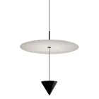 Lampada a Sospensione in Alluminio con Piatto Bianco e Cono Nero - Padel Viadurini