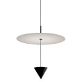Lampada a Sospensione in Alluminio con Piatto Bianco e Cono Nero - Padel