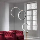 Lampada a Sospensione in Alluminio Nero e Ottone Naturale Made in Italy - Norma Viadurini