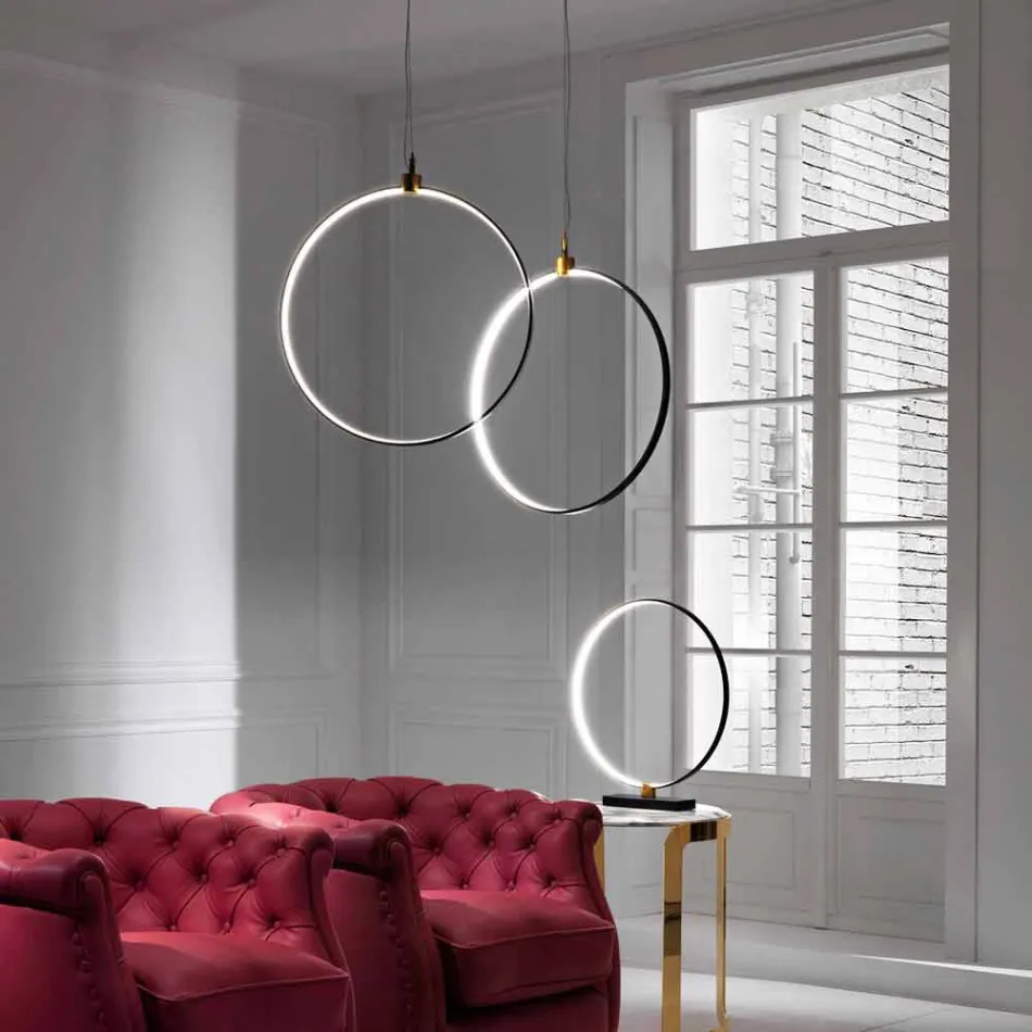 Lampada a Sospensione in Alluminio Nero e Ottone Naturale Made in Italy - Norma Viadurini