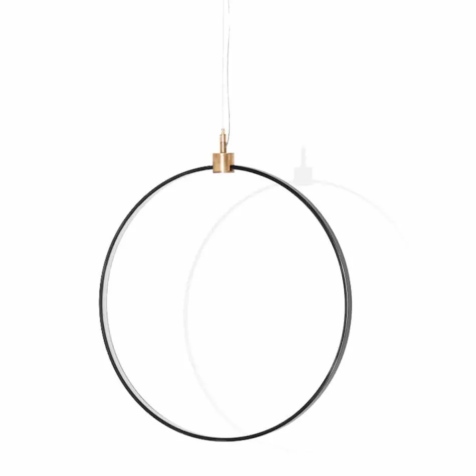 Lampada a Sospensione in Alluminio Nero e Ottone Naturale Made in Italy - Norma Viadurini