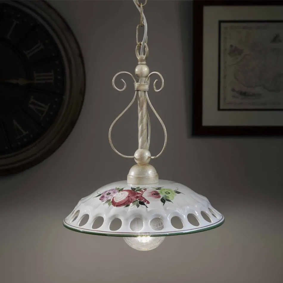 Lampada a Sospensione in Ceramica Artigianale con Passanastri - Napoli Viadurini