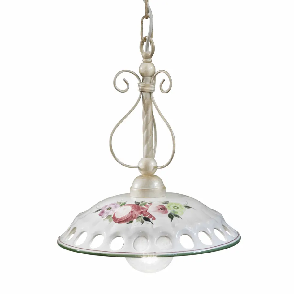 Lampada a Sospensione in Ceramica Artigianale con Passanastri - Napoli Viadurini