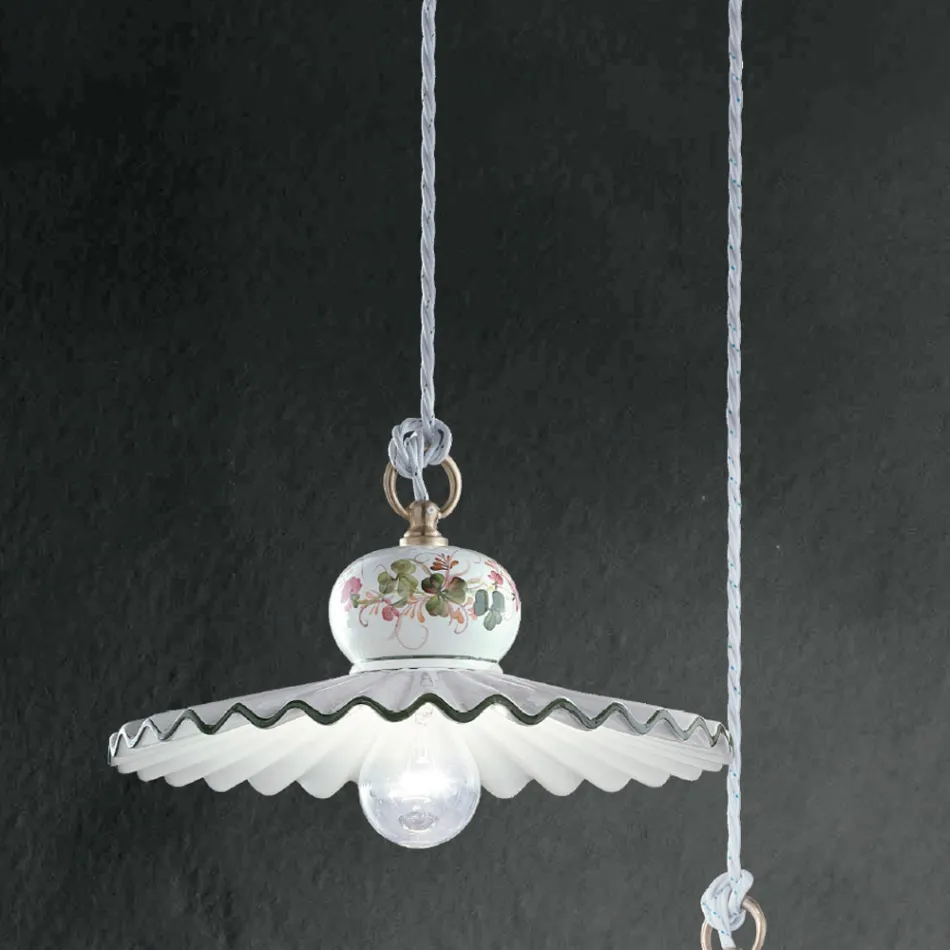 Lampada a Sospensione in Ceramica Artigianale Decorata a Mano - Roma Viadurini