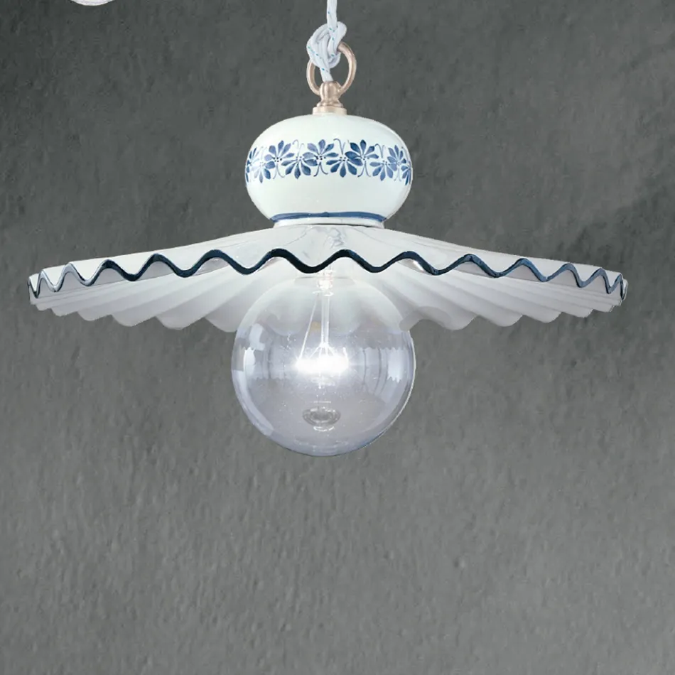Lampada a Sospensione in Ceramica Artigianale Decorata a Mano - Roma Viadurini