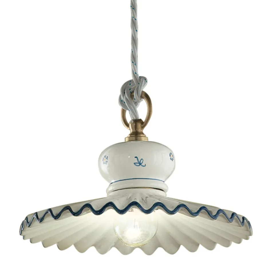 Lampada a Sospensione in Ceramica Artigianale Decorata a Mano - Roma Viadurini