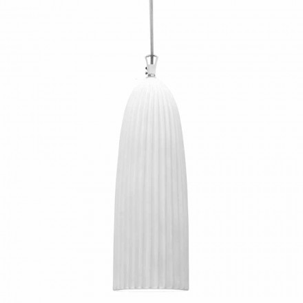Lampada a Sospensione in Ceramica Bianca Lucida Design in 4 Forme - Oasi Viadurini