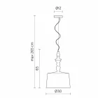 Lampada a Sospensione in Ceramica Bianca Paralume in Lino Corto Design - Cadabra Viadurini