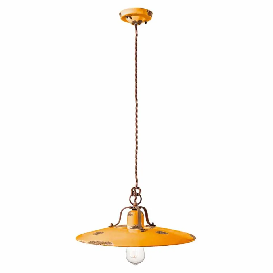 Lampada a sospensione in ceramica e metallo country Emily Ferroluce Viadurini