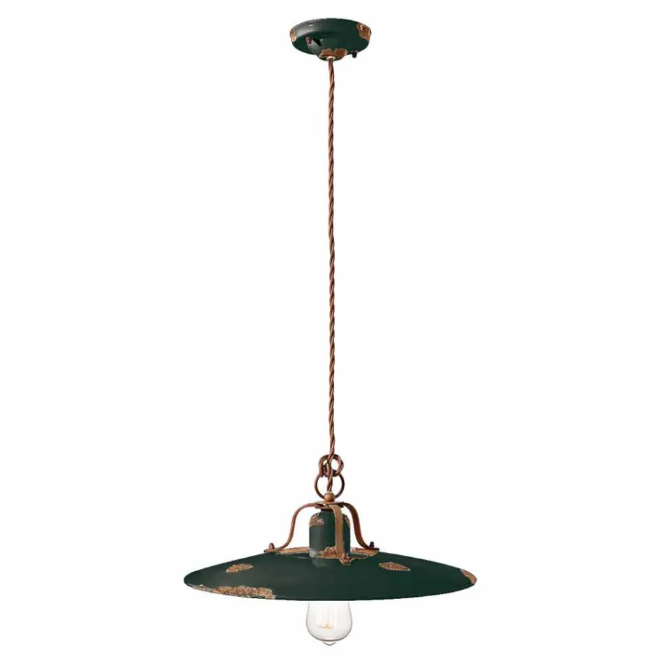 Lampada a sospensione in ceramica e metallo country Emily Ferroluce Viadurini