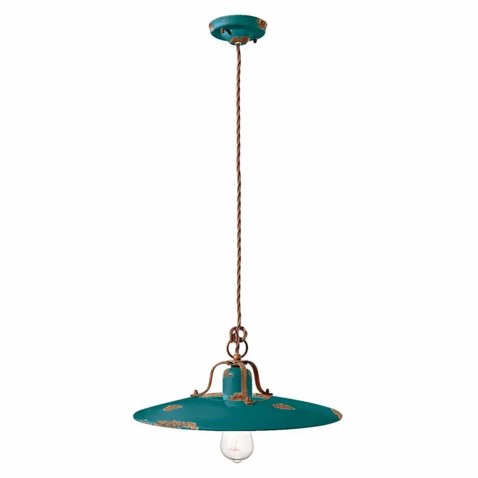 Lampada a sospensione in ceramica e metallo country Emily Ferroluce Viadurini