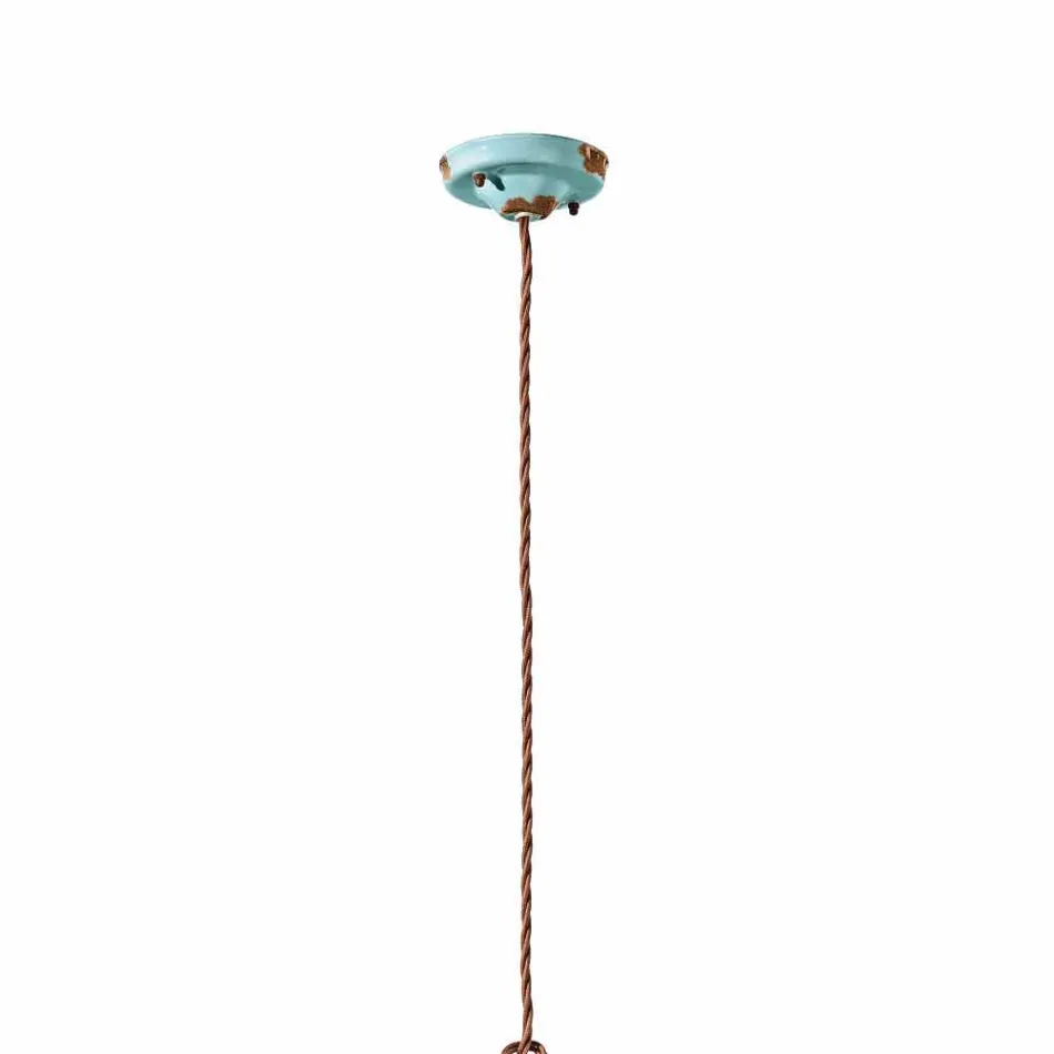 Lampada a sospensione in ceramica e metallo country Emily Ferroluce Viadurini