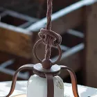 Lampada a sospensione in ceramica e metallo country Emily Ferroluce Viadurini
