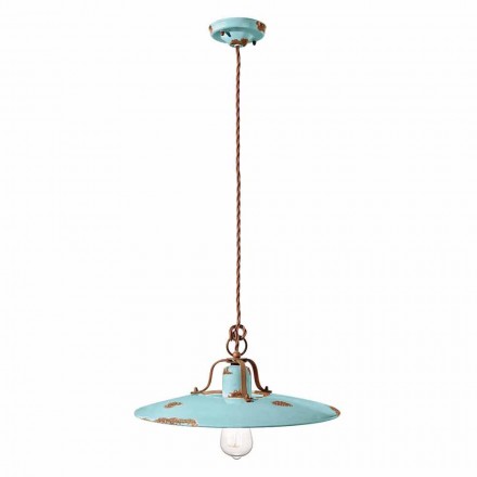 Lampada a sospensione in ceramica e metallo country Emily Ferroluce Viadurini