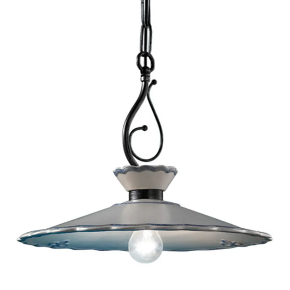 Lampada a Sospensione in Ceramica Effetto Ricamo Dipinta a Mano - Ravenna Viadurini