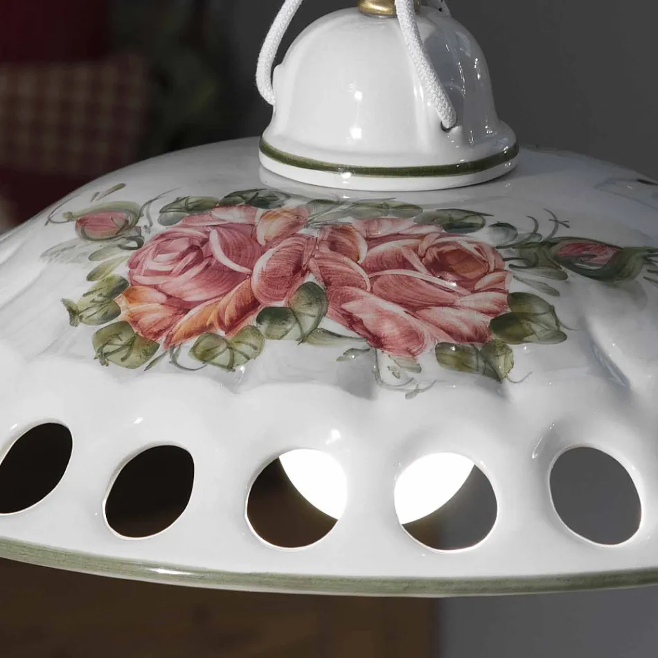 Lampada a Sospensione in Ceramica Fatta a Mano con Passanastri - Napoli Viadurini