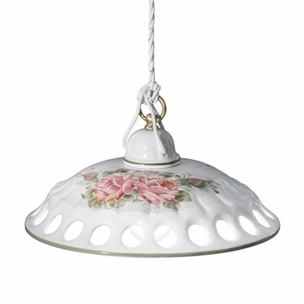 Lampada a Sospensione in Ceramica Fatta a Mano con Passanastri - Napoli Viadurini