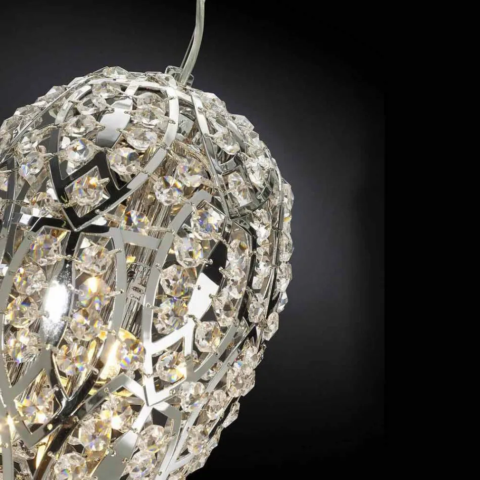 Lampada a sospensione in cristallo e acciaio a forma di uovo Egg Viadurini