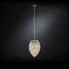Lampada a sospensione in cristallo e acciaio a forma di uovo Egg Viadurini