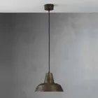 Lampada a sospensione in ferro anticato a campana Virginia Il Fanale Viadurini