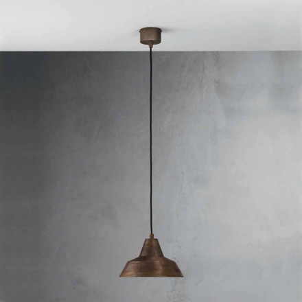 Lampada a sospensione in ferro anticato a campana Virginia Il Fanale Viadurini