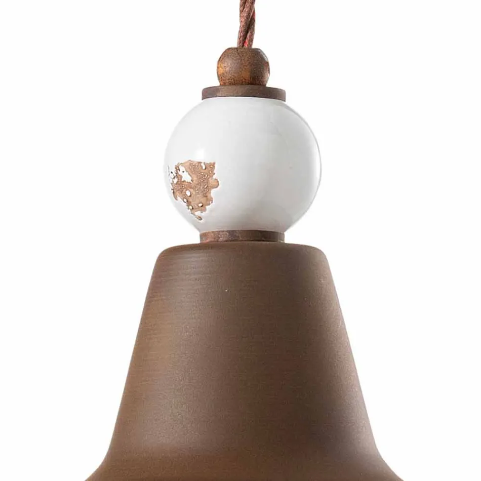 Lampada a sospensione in ferro anticato e ceramica Teresa Ferroluce Viadurini