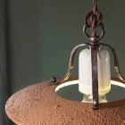 Lampada a Sospensione in Ferro e Ceramica Grezza Fatta a Mano - Bologna Viadurini