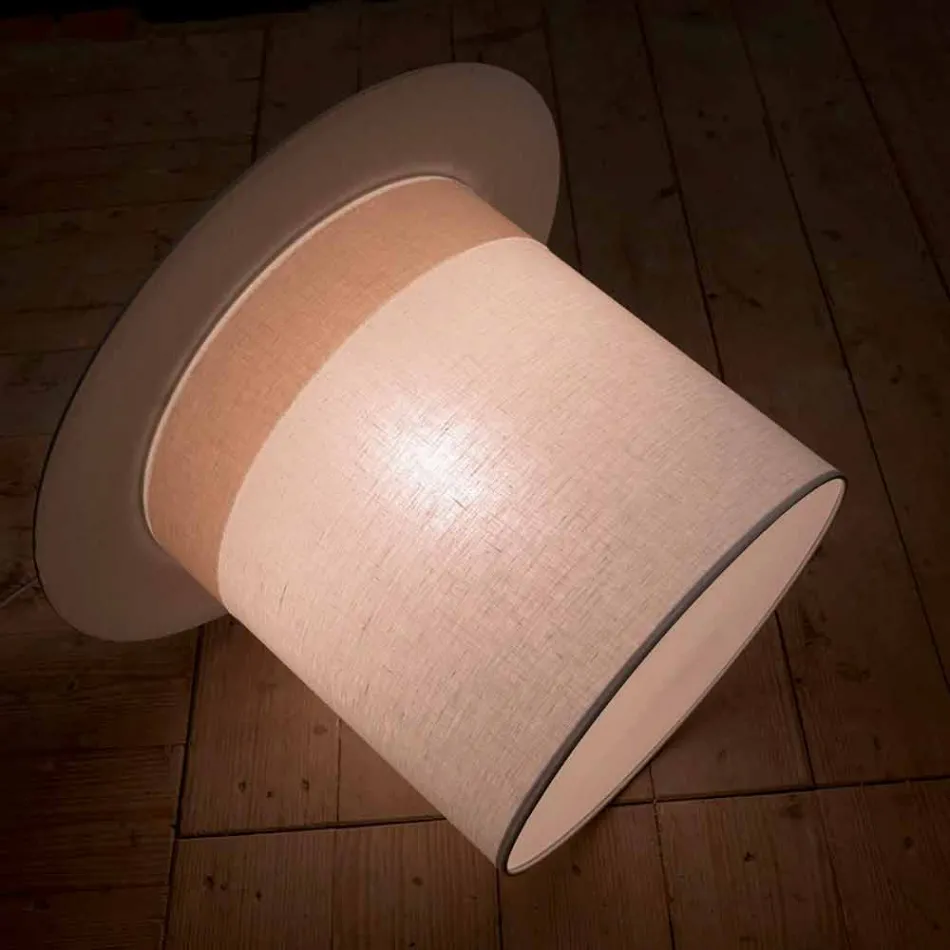 Lampada a Sospensione in Lino Bianco Design a Cilindro, Made in Italy - Magia Viadurini