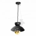 Lampada a Sospensione in Metallo con Dettaglio Oro Moderna Made in Italy - Valta