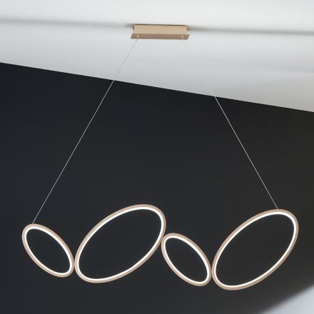 Lampada a Sospensione in Metallo Finitura Oro con LED Dimmerabile - Raiss Viadurini