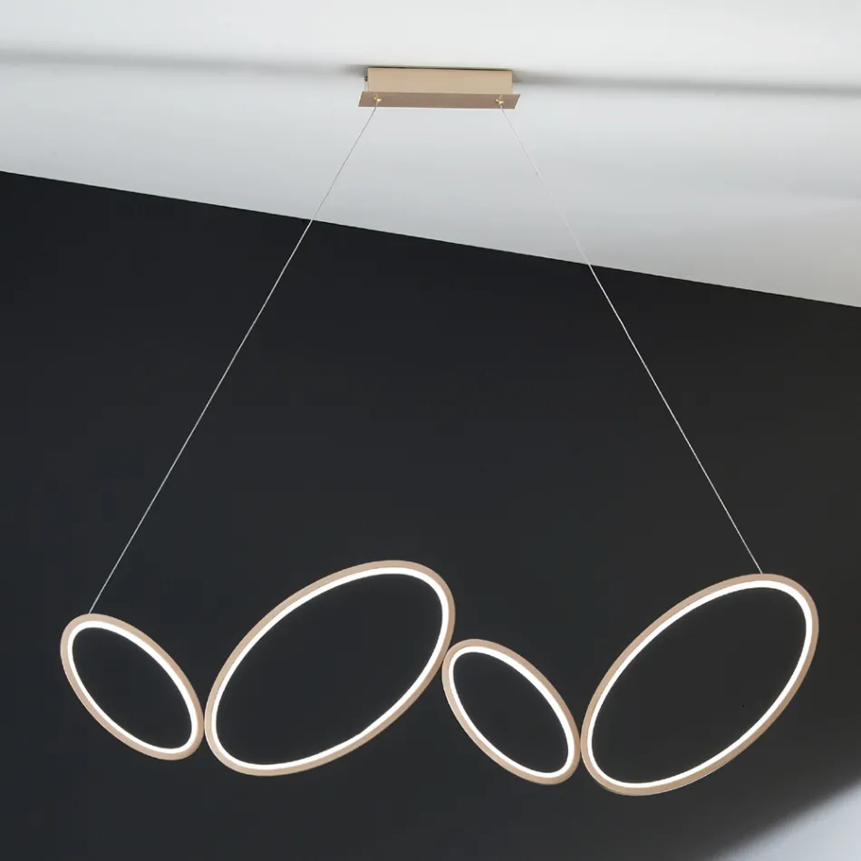Lampada a Sospensione in Metallo Finitura Oro con LED Dimmerabile - Raiss Viadurini