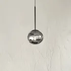 Lampada a Sospensione in Metallo Verniciato e Vetro Soffiato - Ailanto Viadurini