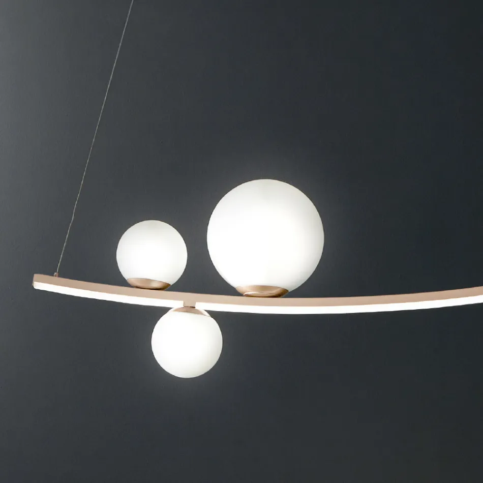 Lampada a Sospensione in Metallo Verniciato e Vetro Soffiato - Pernice Viadurini