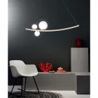 Lampada a Sospensione in Metallo Verniciato e Vetro Soffiato - Pernice Viadurini