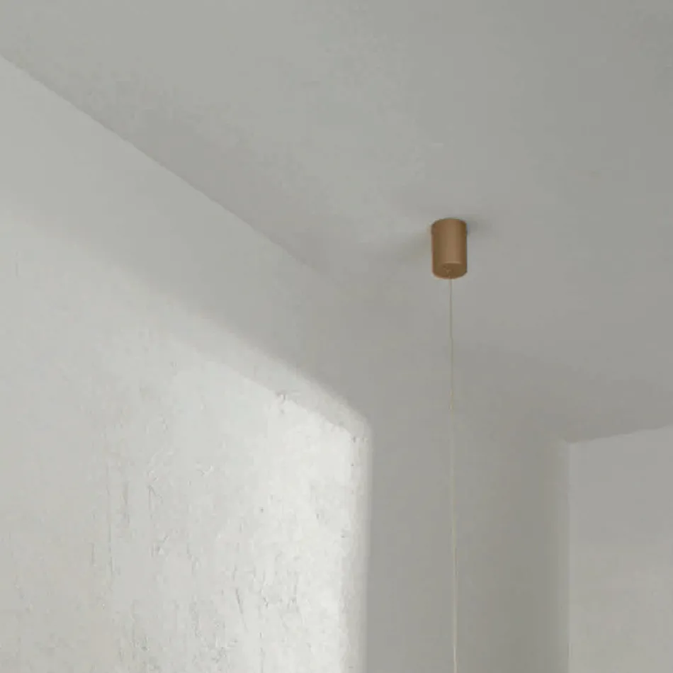 Lampada a Sospensione in Metallo Verniciato Oro con Cavetti Regolabili - Arancio Viadurini