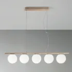 Lampada a Sospensione in Metallo Verniciato Oro e Vetro Soffiato - Birga Viadurini