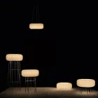 Lampada a Sospensione in Polietilene Color Alabastro Made in Italy - Disco Viadurini