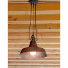 Lampada a sospensione in rame ed ottone anticati Fonderia Viadurini