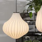 Lampada a Sospensione in Vetro Bianco in Filigrana Design a Punta - Caravan Viadurini